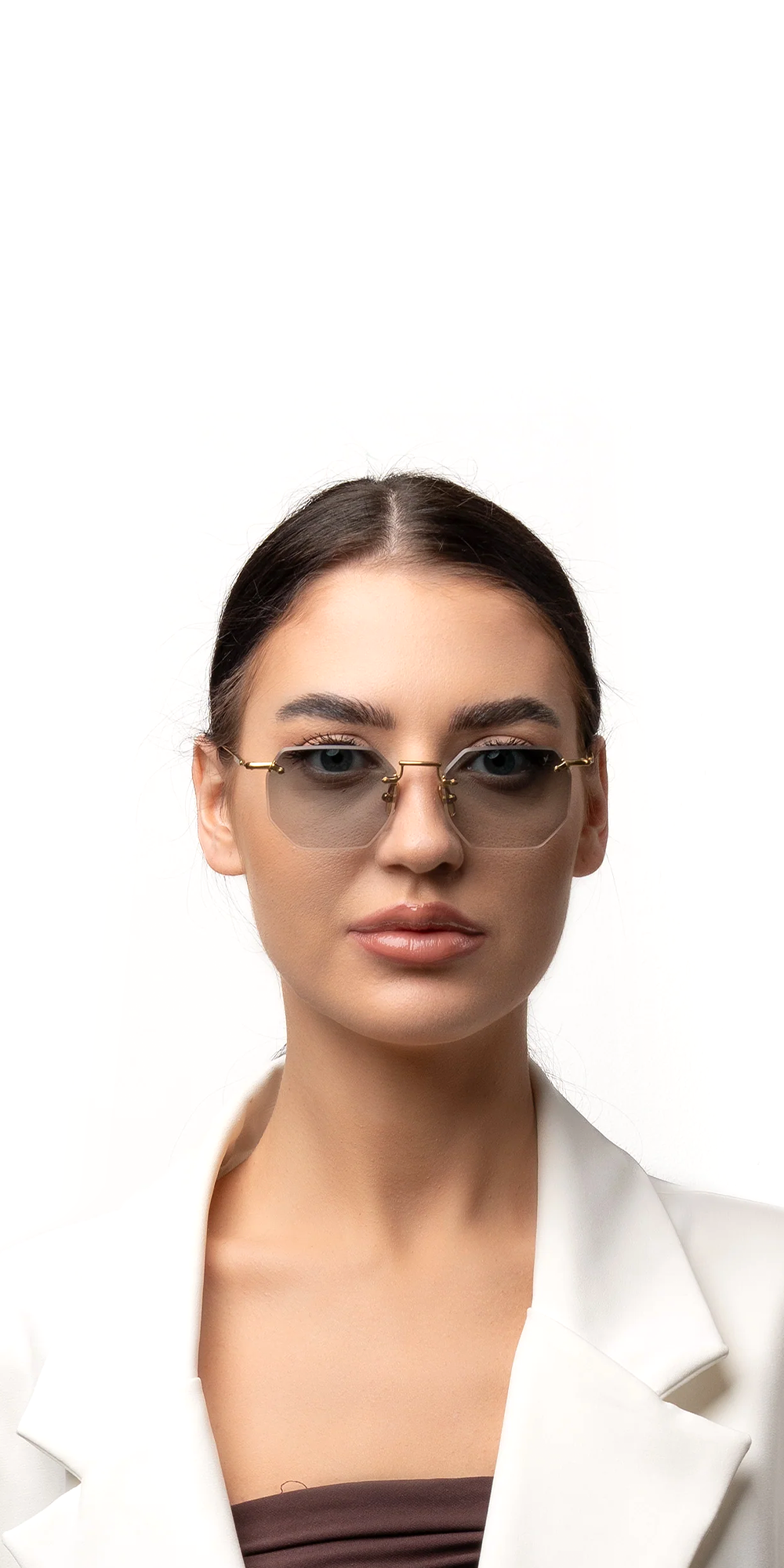 Panthere Rimless Geometric Sunglasses