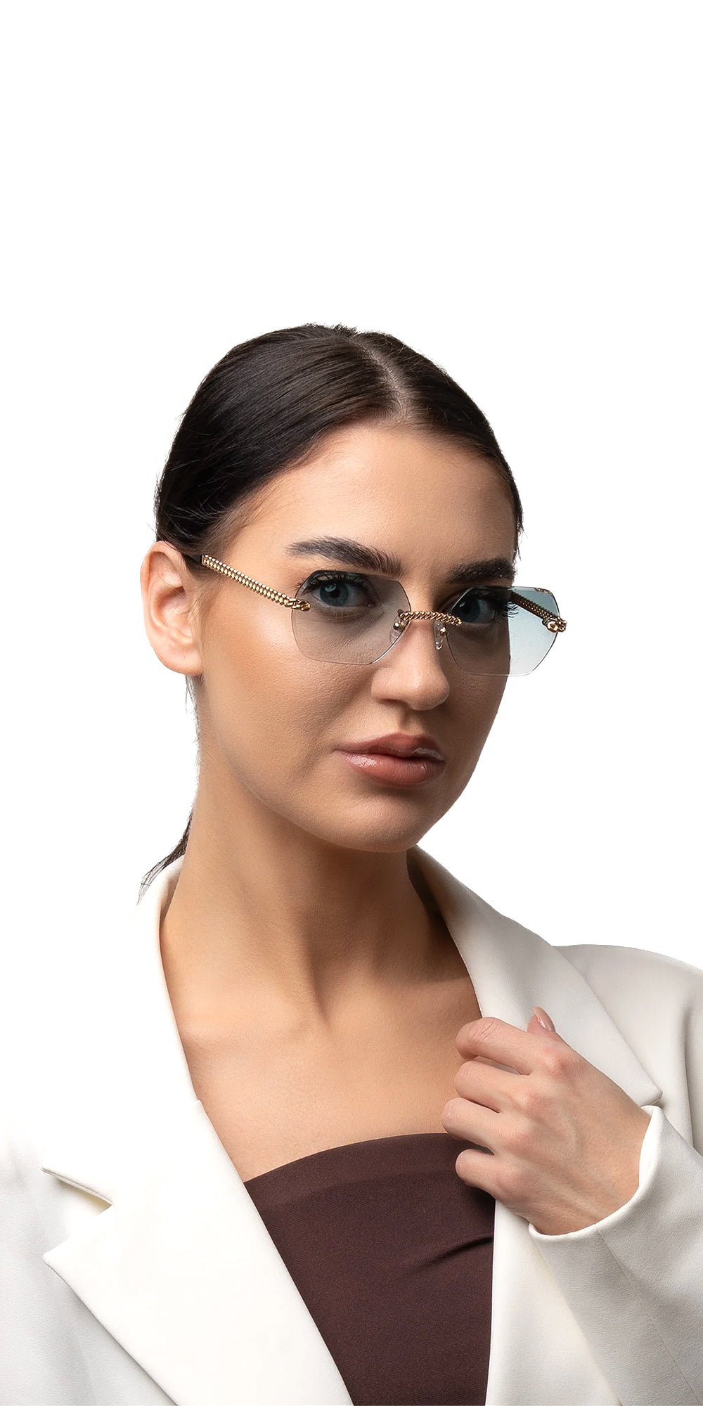 نظارات شمسية ميجان سداسية الشكل بدون إطار