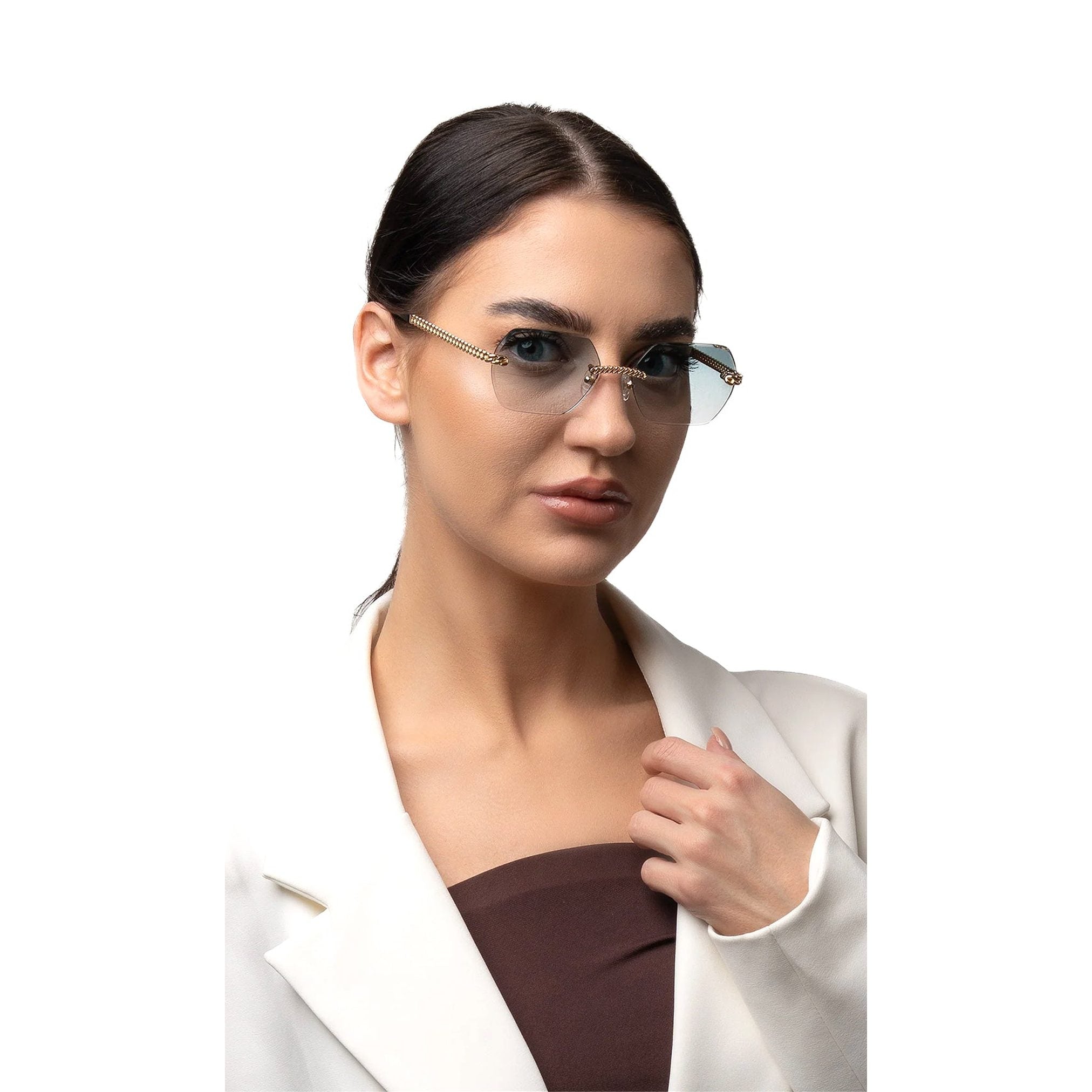 نظارات شمسية ميجان سداسية الشكل بدون إطار