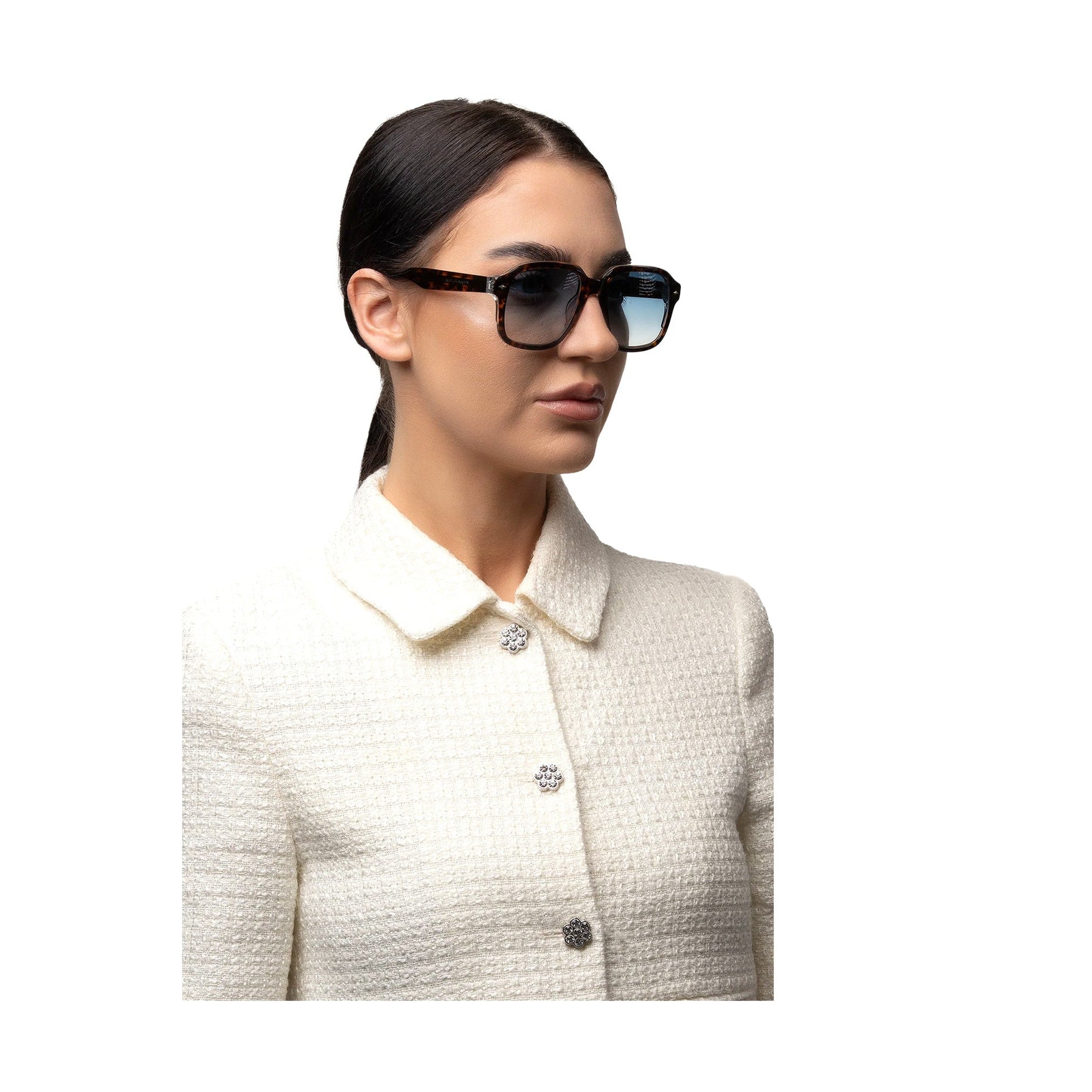 نظارات شمسية Hudson Tortoise Square ذات اللون الأزرق المتدرج