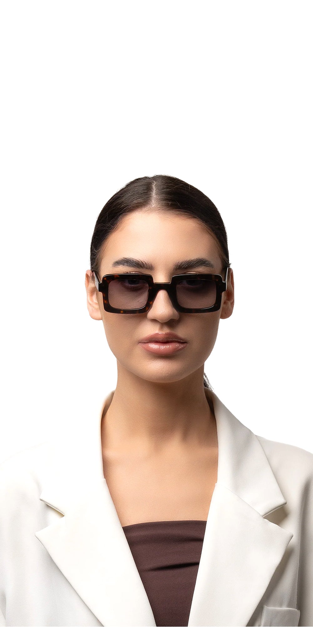 AXEL Bold Rectangle brown Acetate Sunglasses