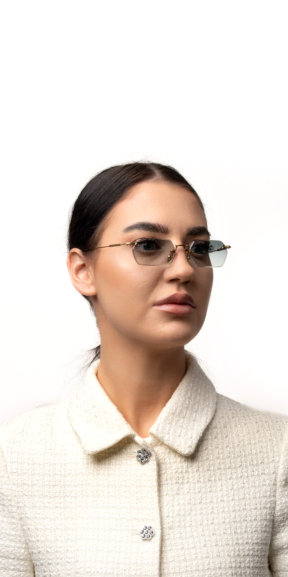 Tank Rimless Rectangle Sunglasses