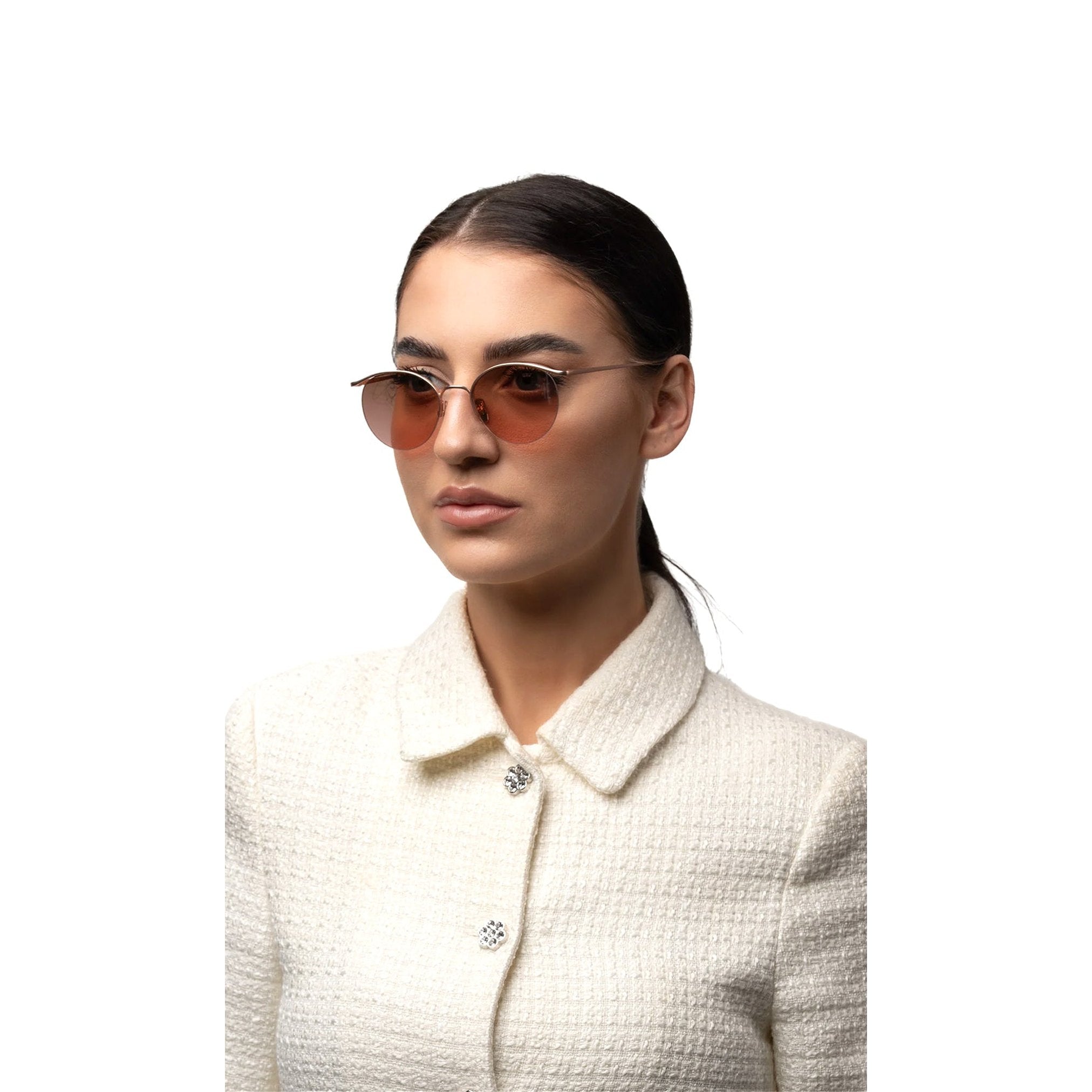 نظارة شمسية أوغوستو روز جولد دائرية باللون الوردي