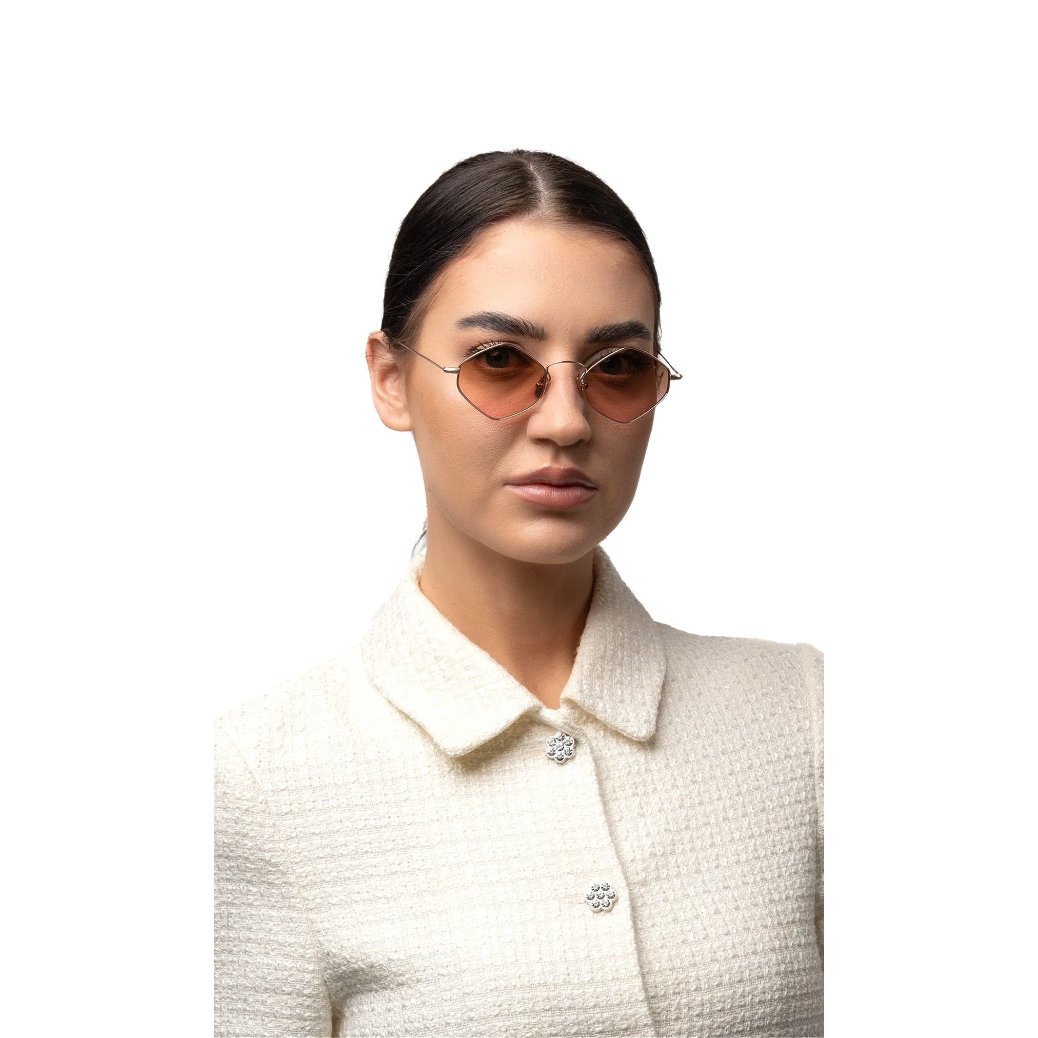 نظارة شمسية أميلي سداسية الشكل باللون الوردي الذهبي