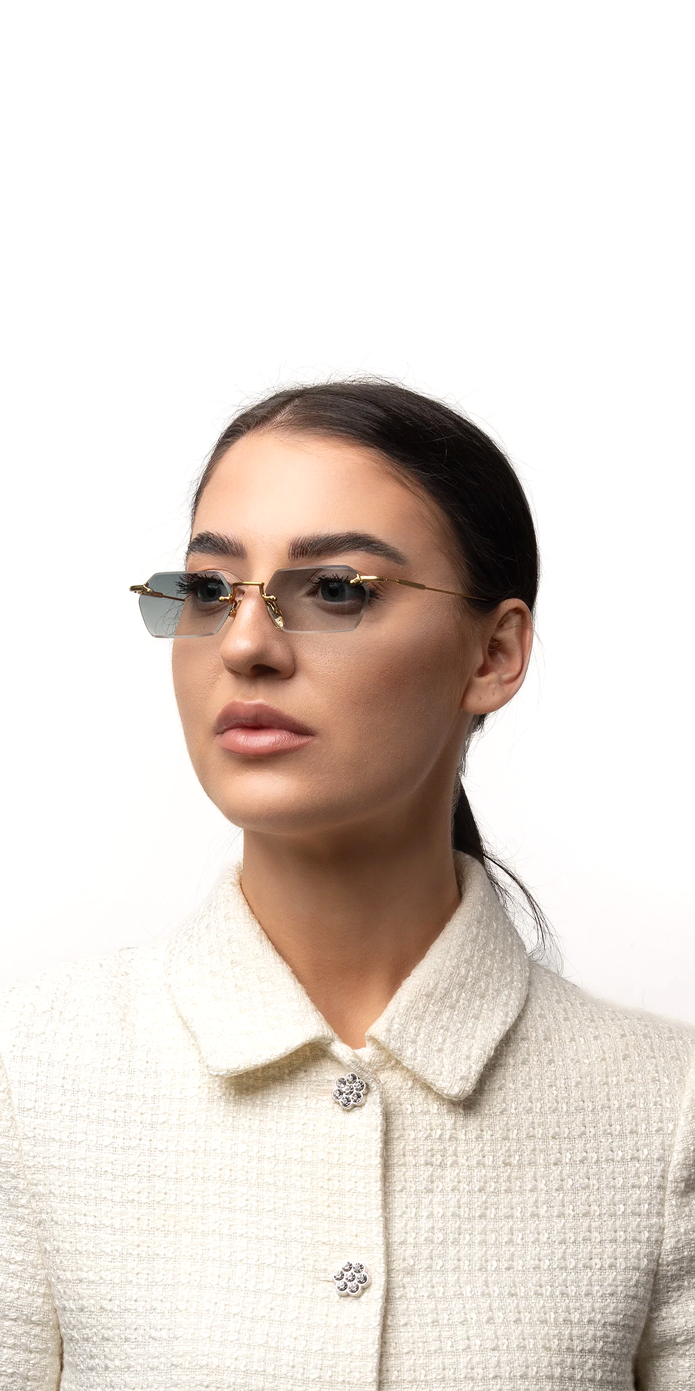 Tank Rimless Rectangle Sunglasses