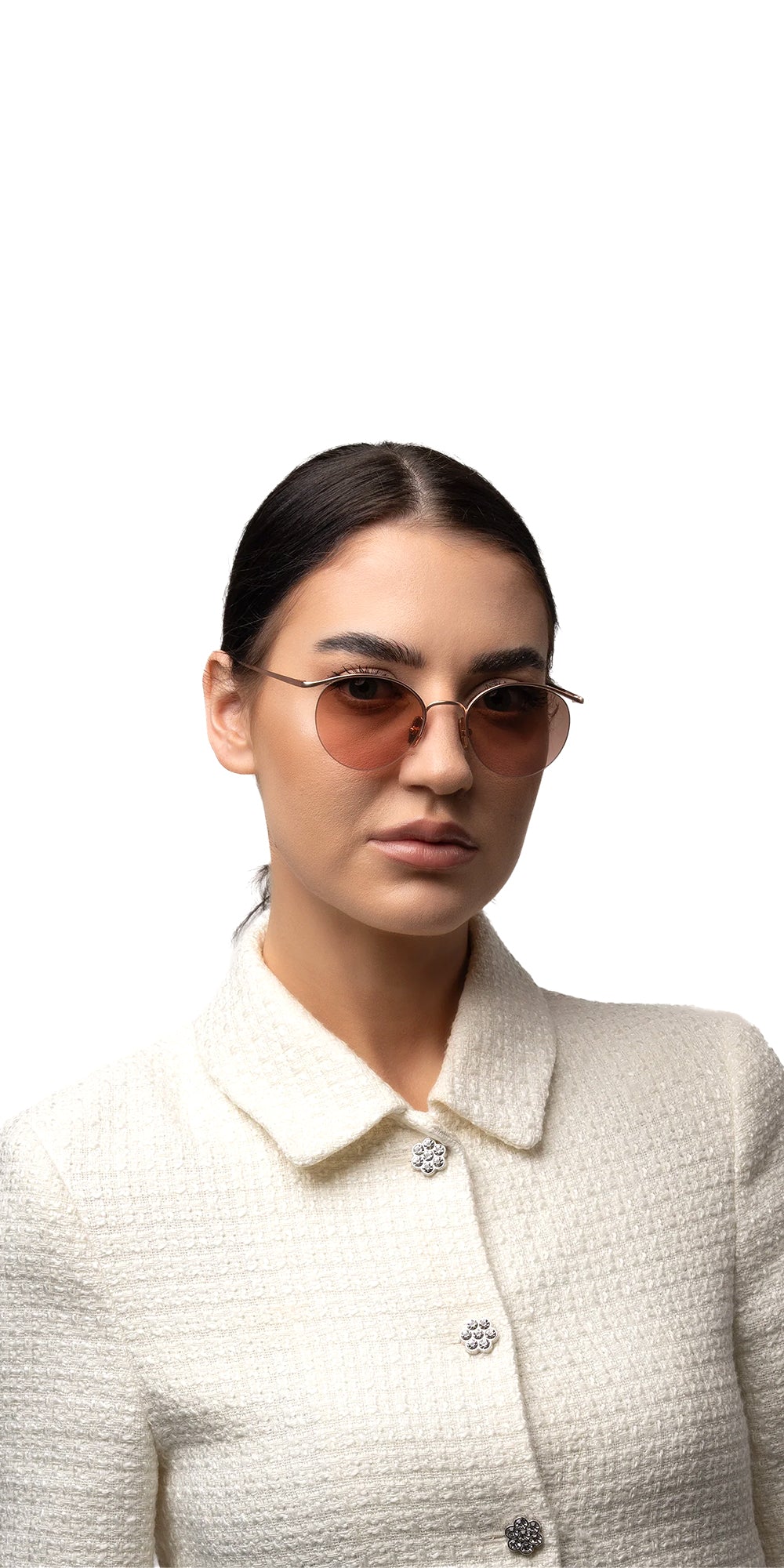 Augusto Rose gold round pink sunglasses