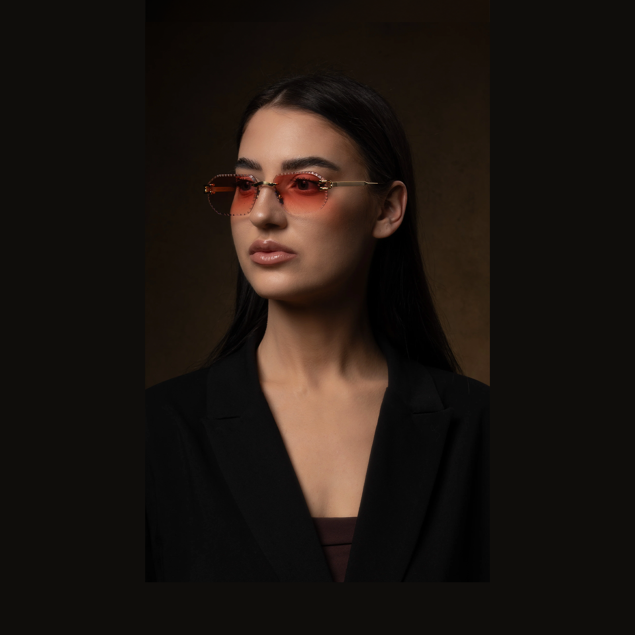 نظارات شمسية بدون إطار من الذهب عيار 18 قيراطًا من XVII