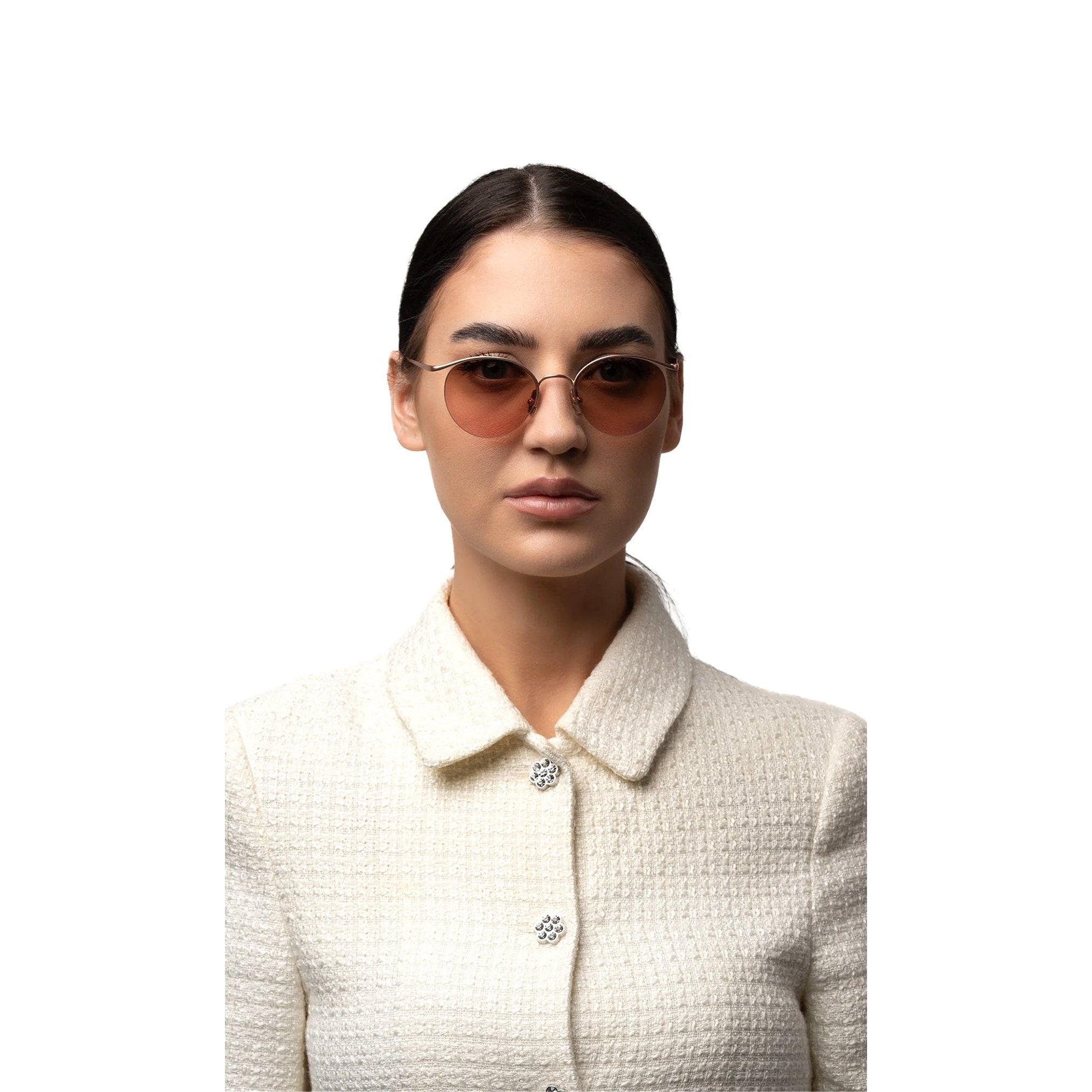 نظارة شمسية أوغوستو روز جولد دائرية باللون الوردي