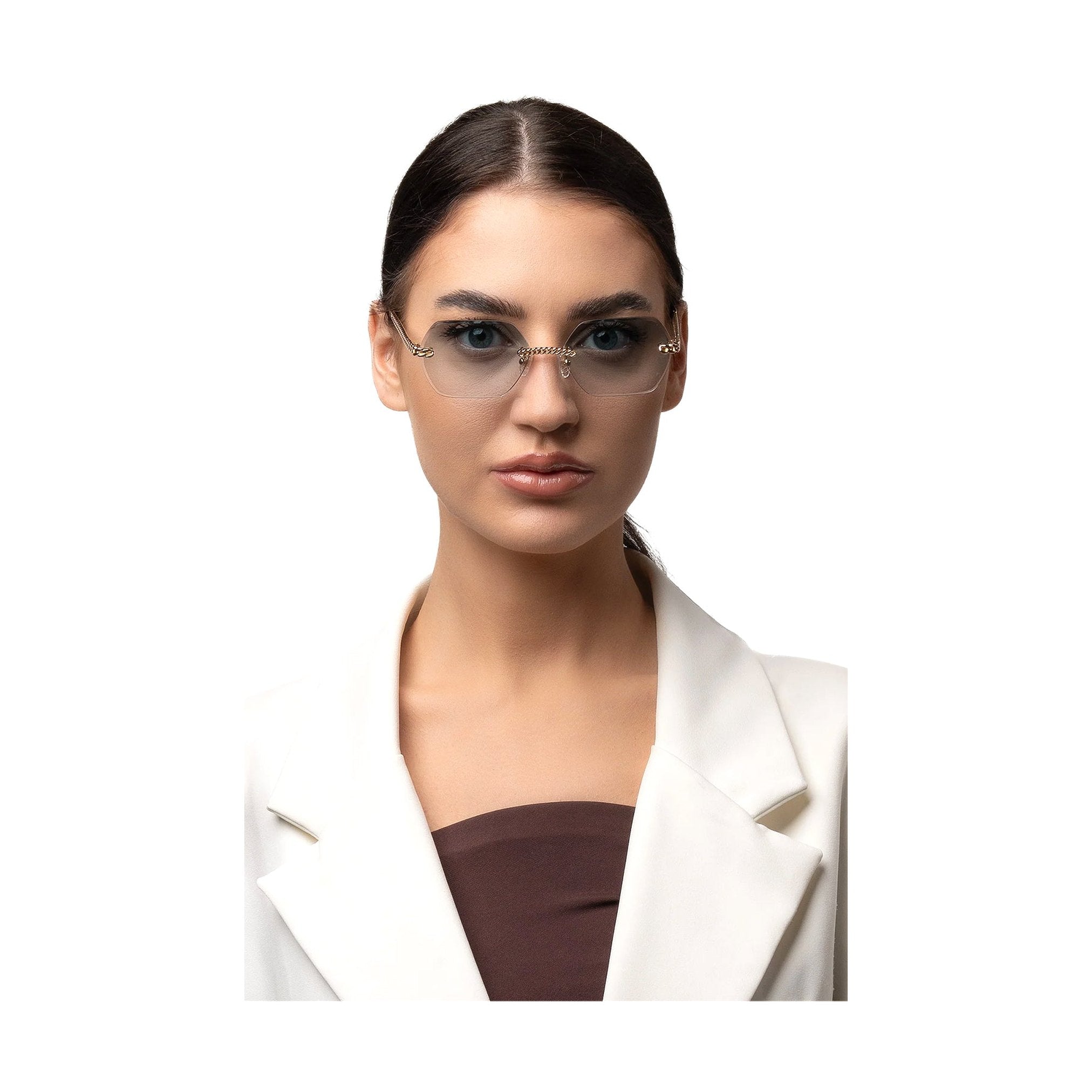 نظارات شمسية ميجان سداسية الشكل بدون إطار