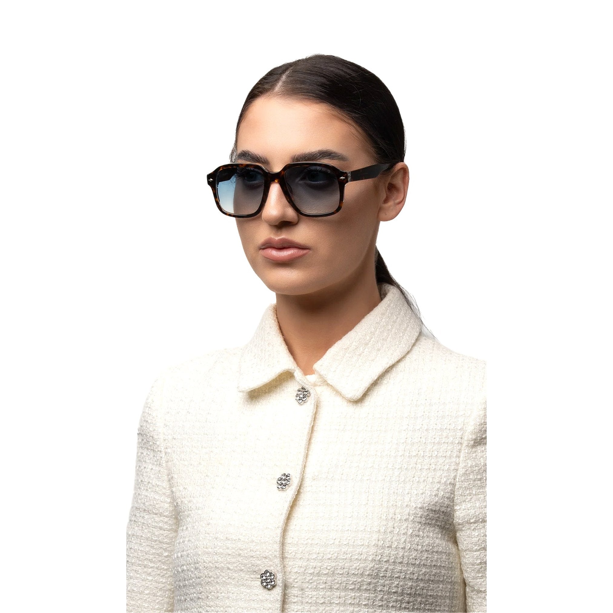 نظارات شمسية Hudson Tortoise Square ذات اللون الأزرق المتدرج