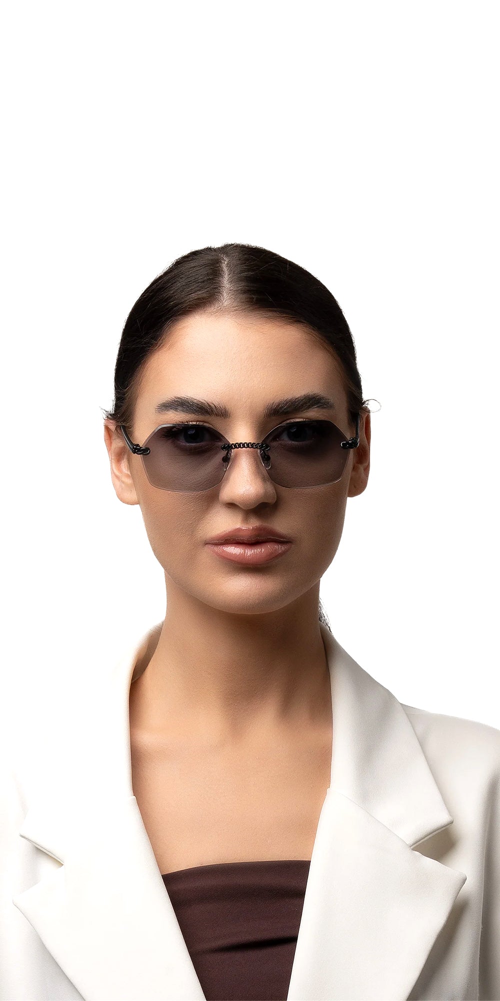 Aurelien Rimless Geometric Gradient Sunglasses black