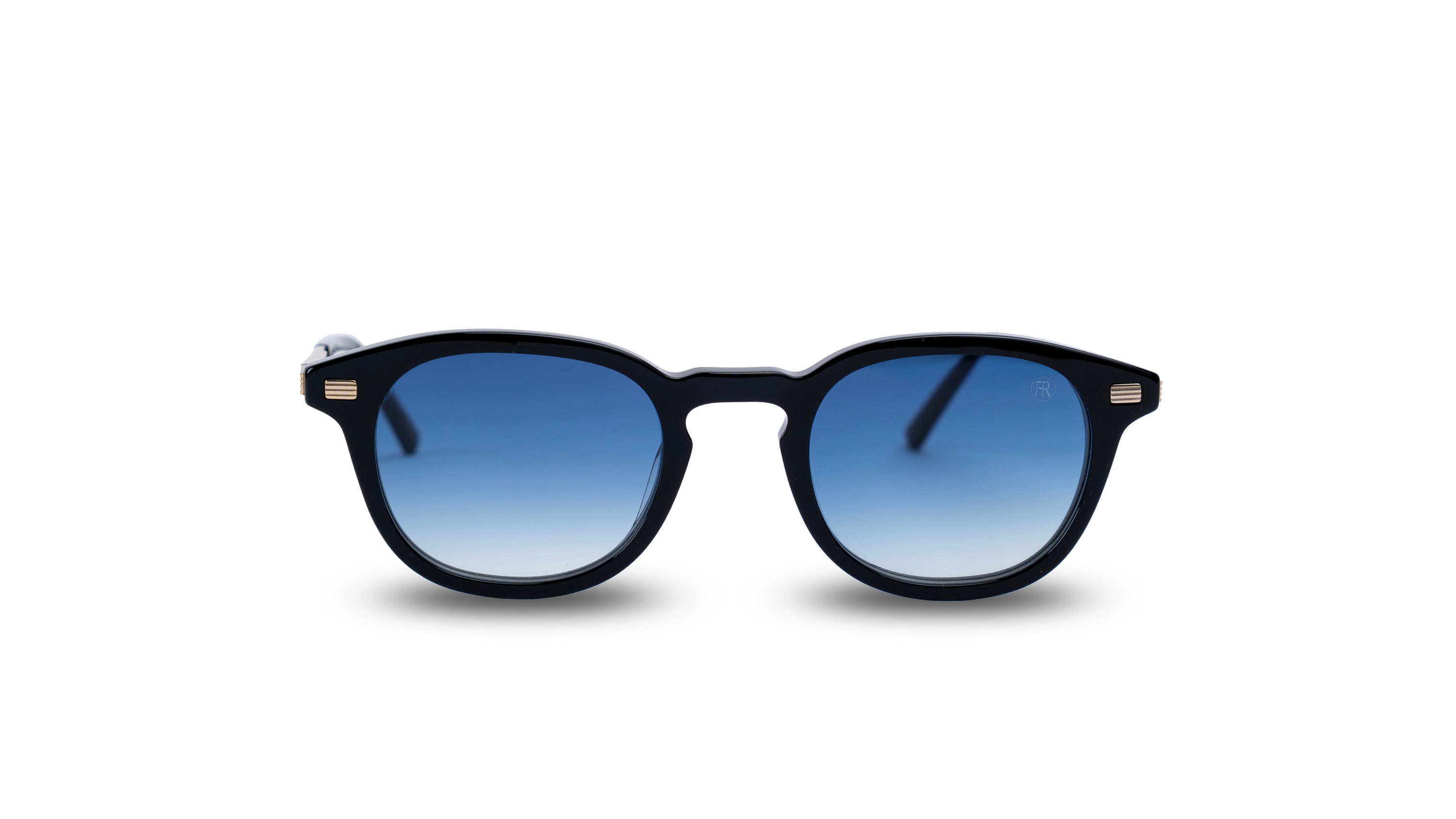 Blue Rounded Acetate Sunglasses with Blue Gradient Lenses