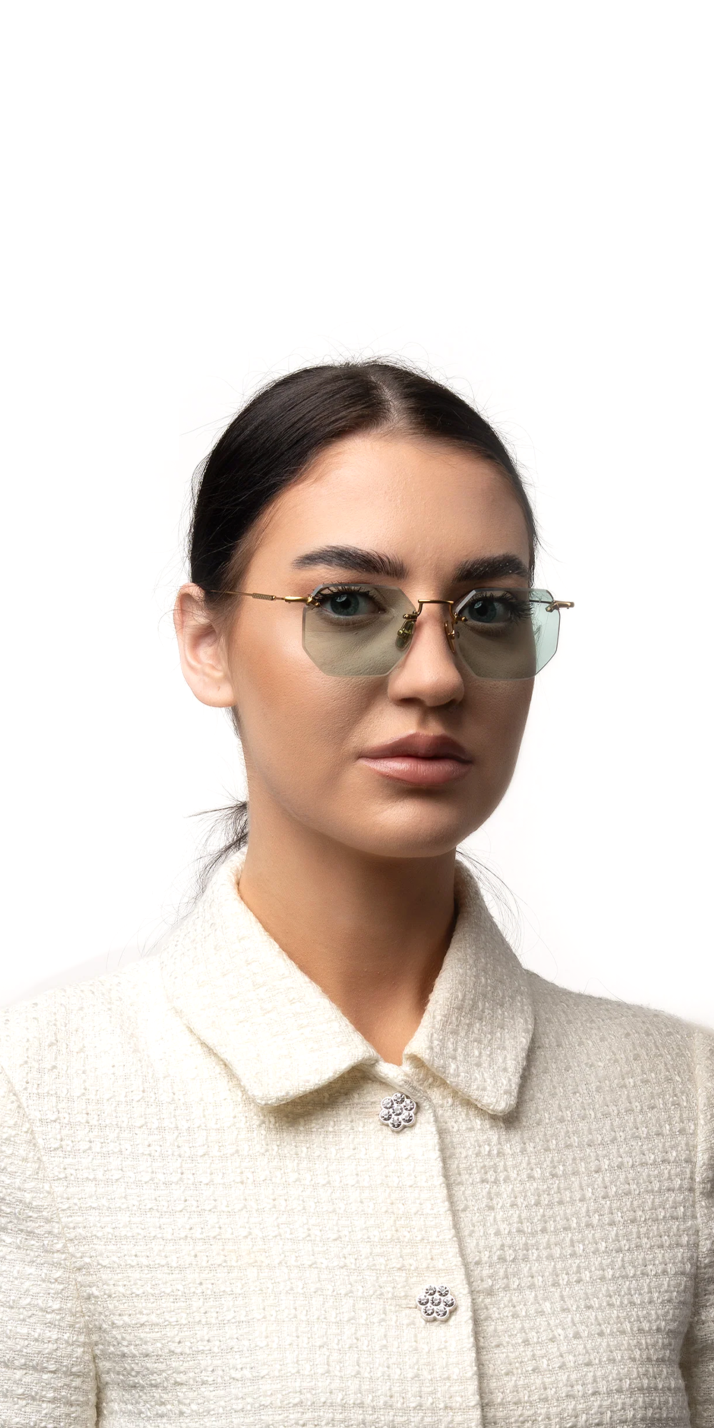 Panthere Rimless Geometric Sunglasses