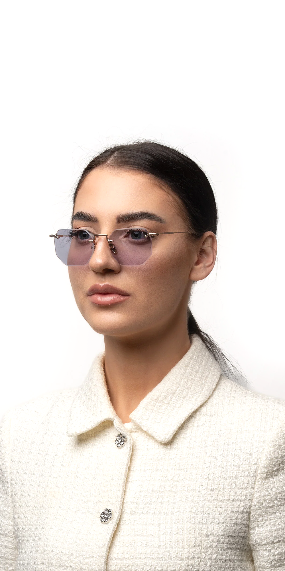 Panthere Rimless Geometric Sunglasses
