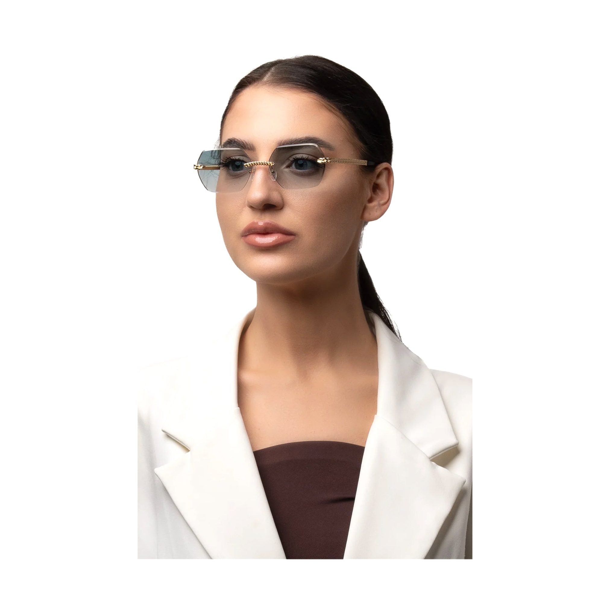 نظارات شمسية ميجان سداسية الشكل بدون إطار