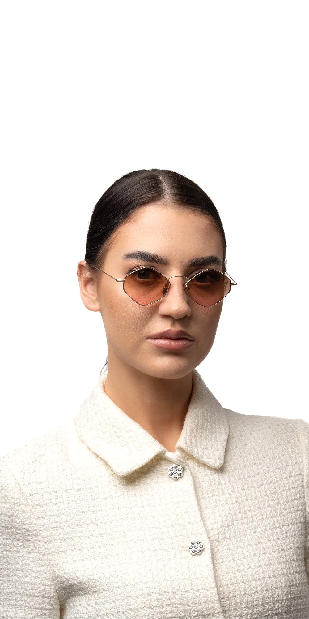 Amelie Hexagonal Rose Gold Sunglasses
