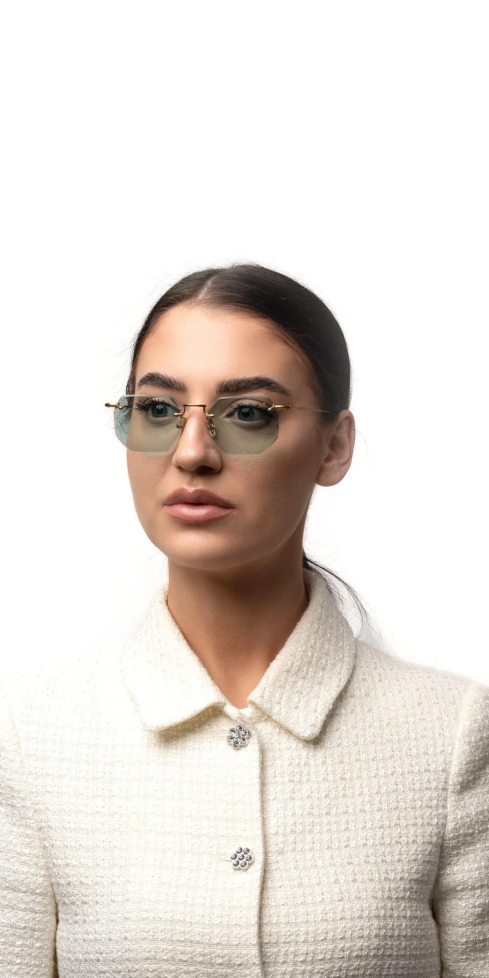 Panthere Rimless Geometric Sunglasses