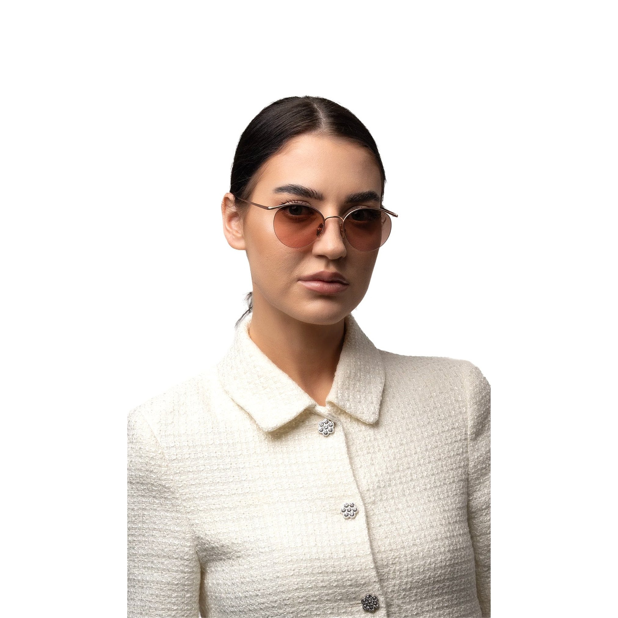 نظارة شمسية أوغوستو روز جولد دائرية باللون الوردي