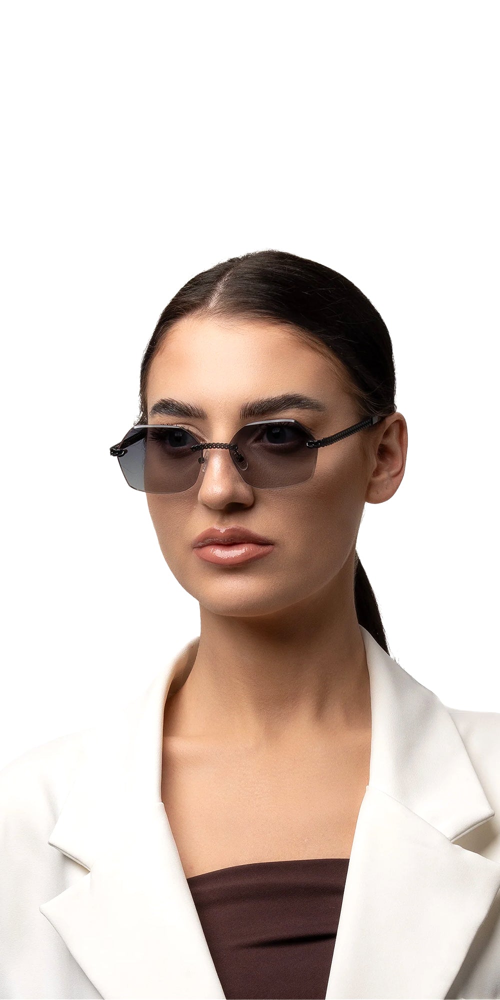 Aurelien  Rimless Geometric Gradient Sunglasses black