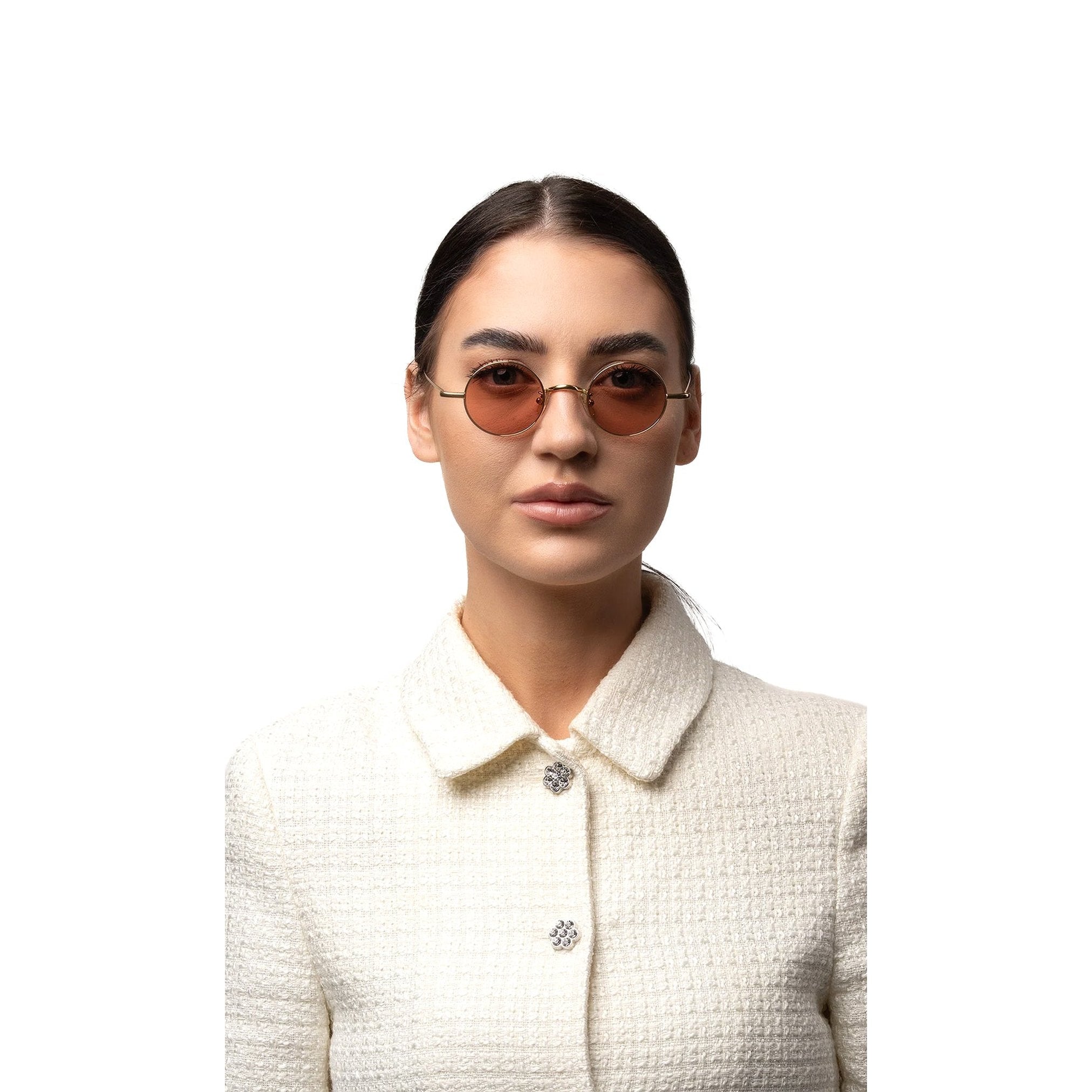 نظارات شمسية جيريمي فينتاج بإطار ذهبي دائري