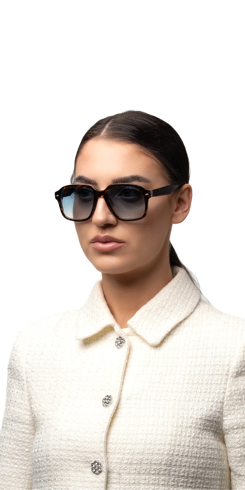 Hudson Tortoise Square Gradient Blue Sungla