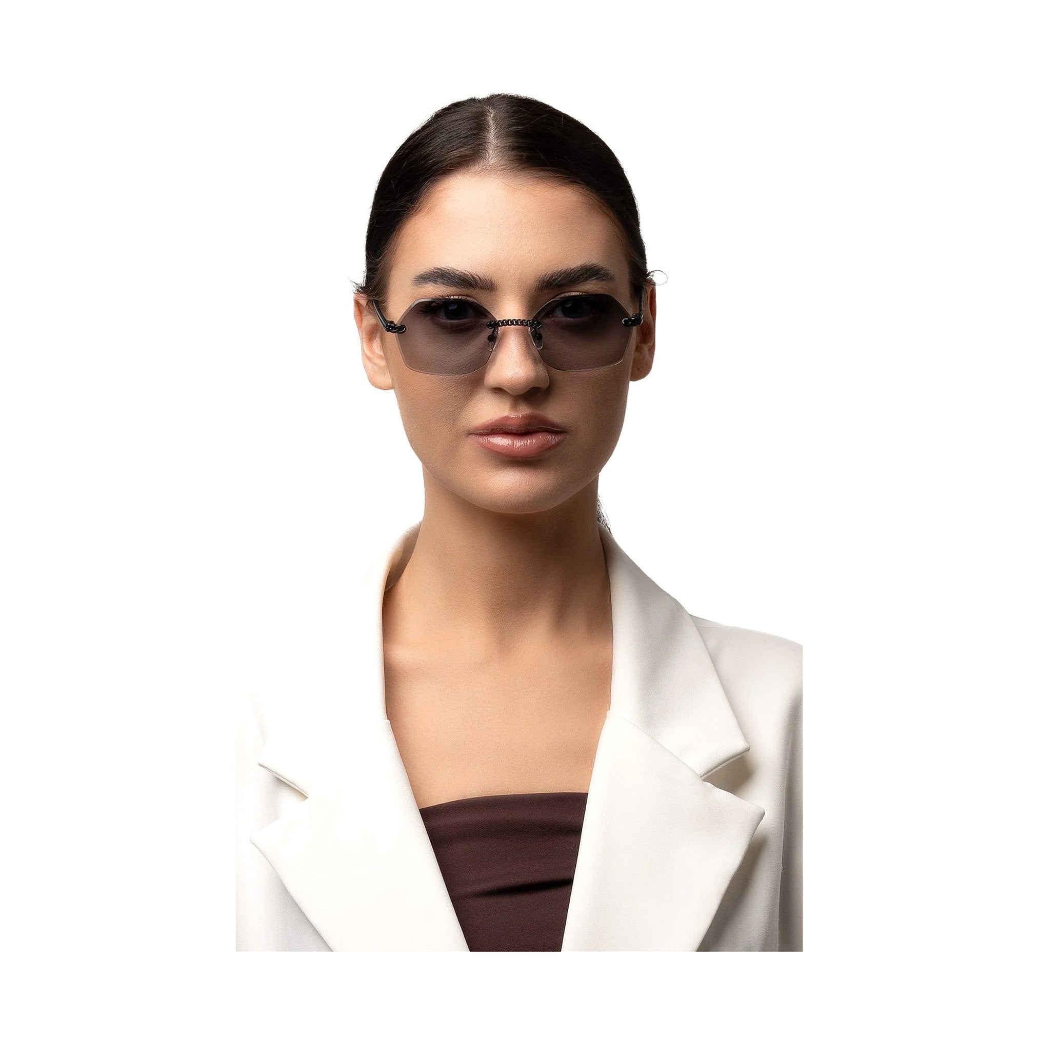 نظارة شمسية أوريلين بدون إطار هندسي متدرج اللون أسود