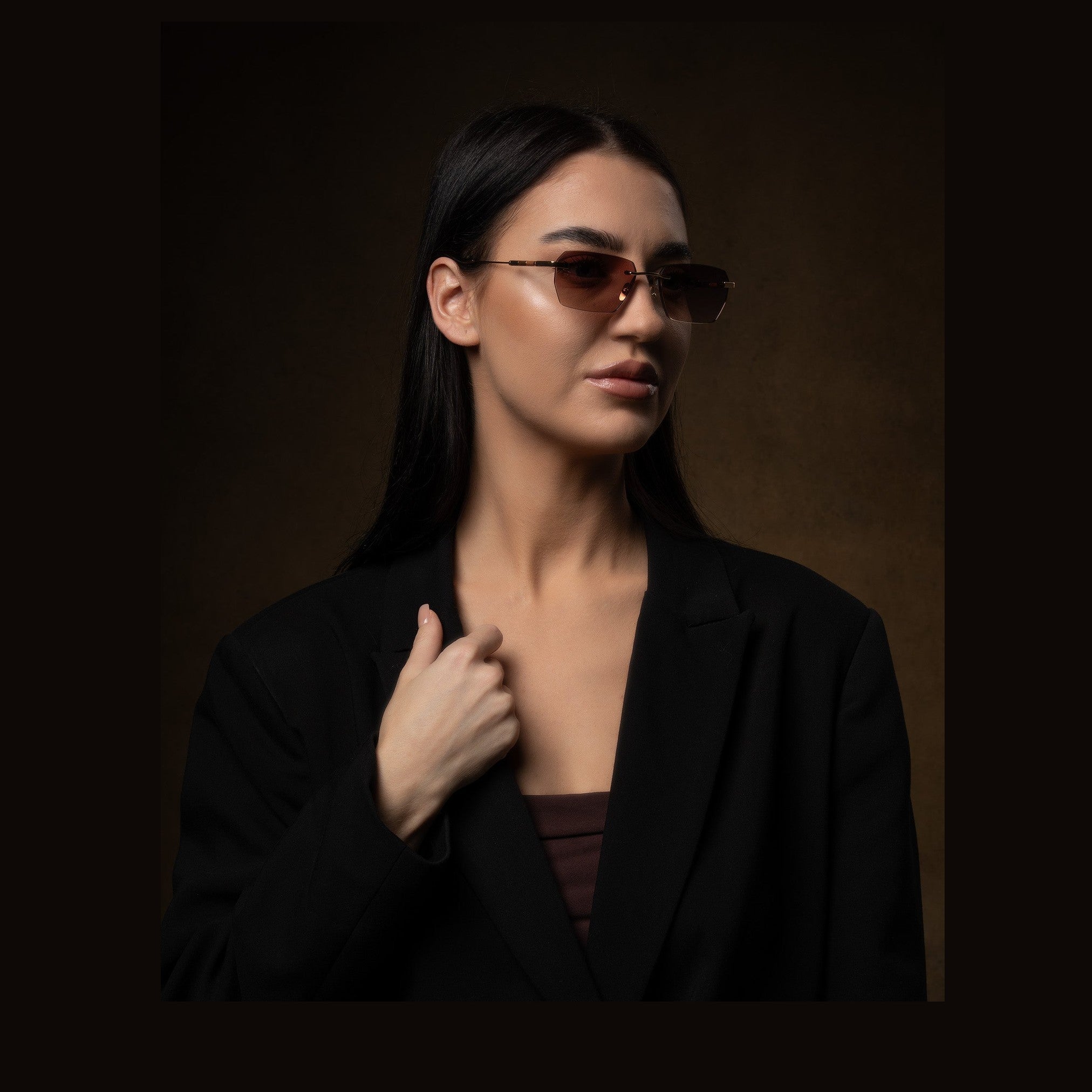 نظارات شمسية أوبولينس بدون إطار مطلية بالذهب عيار 24 قيراطًا