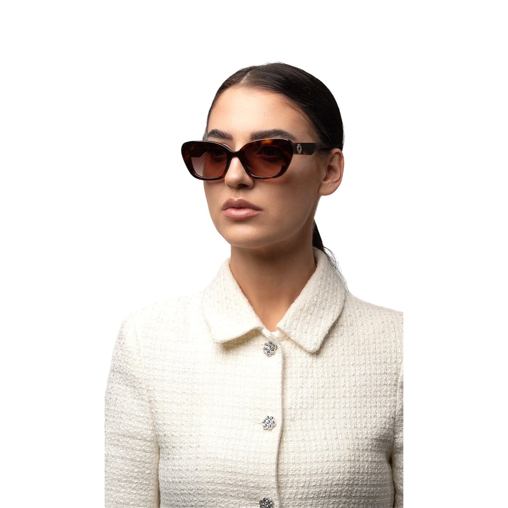 نظارة شمسية بتصميم عين القطة بلون سلحفاة