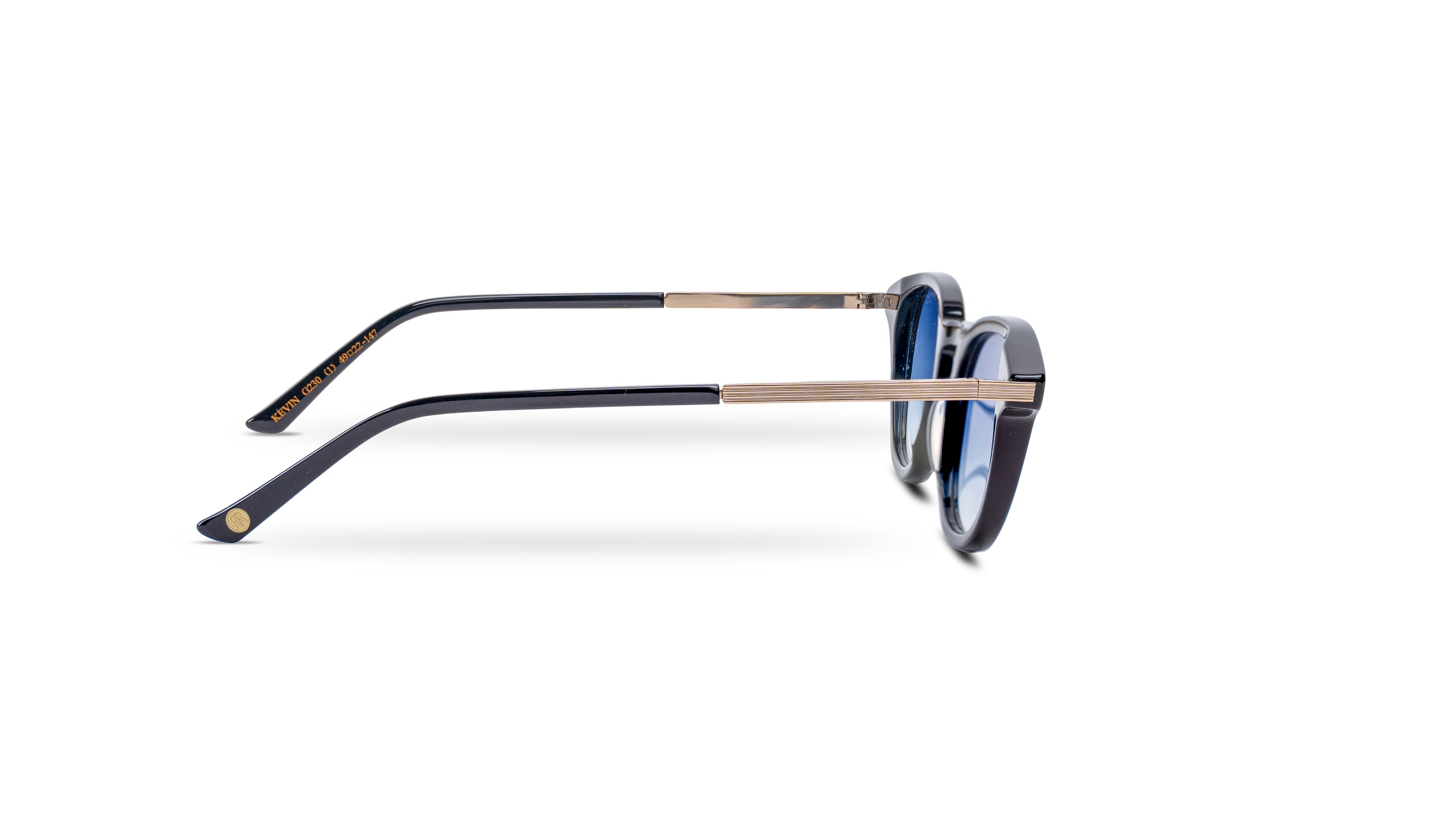 Blue Rounded Acetate Sunglasses with Blue Gradient Lenses