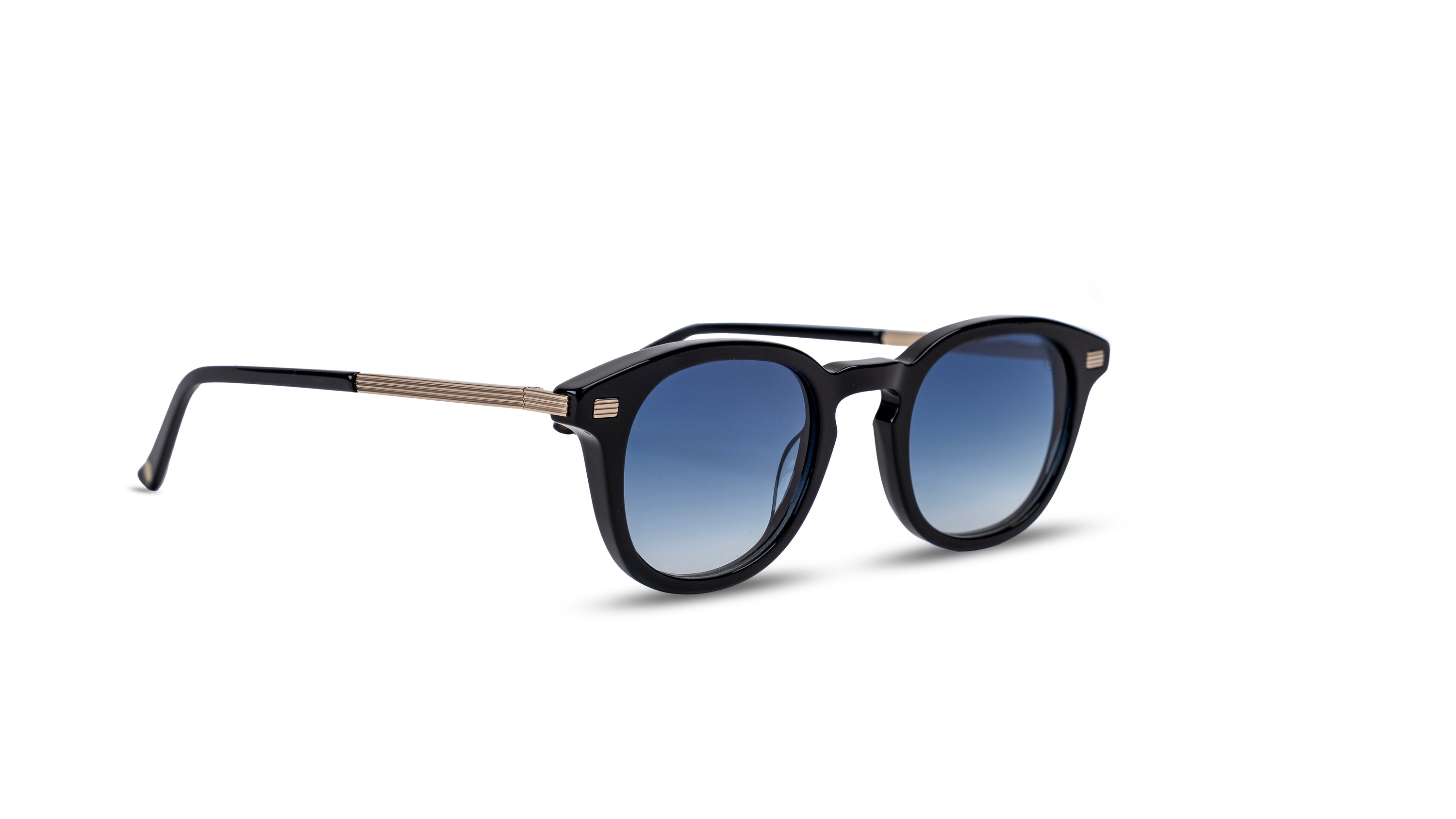Blue Rounded Acetate Sunglasses with Blue Gradient Lenses